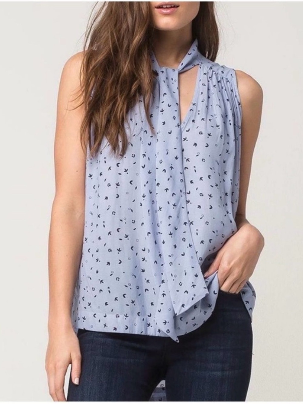Free People "Tuck In" Sleeveless Tie-Neck Blouse